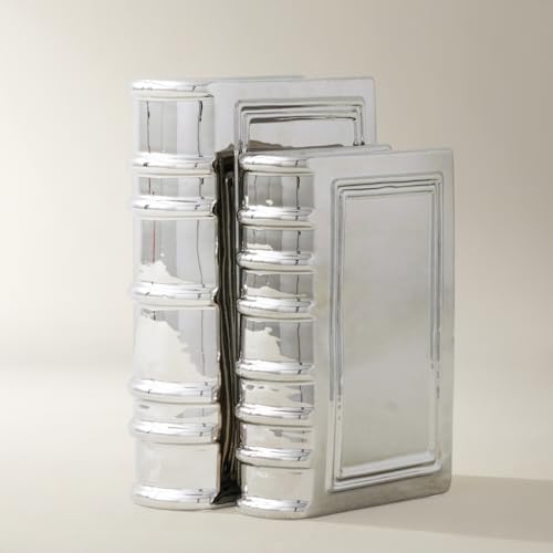 Z Gallerie Ceramic Books Set of 2 Decorative Books for Shelves, Desks & Tables Elegant Decorative Accessories for Living Room, Bedroom & Office,Silver - color: Silver