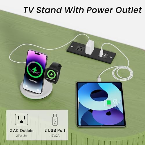 DHH 55 Inch Mid Century Modern TV Stand with Power Outlet for TVs up to 60 Inch, Entertainment Center with Storage and Adjustable Shelves, Media Console with Sliding Doors for Living Room(Green) - color: Green, size: 55 Inch