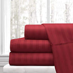 Italian 1500 Thread Count Heavy Soft Egyptian Cotton Sheet Set DEEP Pocket, Queen, Burgundy Stripe, Premium Italian Finish (Features : Fully Elastic Fitted Sheet Fits 7-9" Pocket) - color: Burgundy ( Stripe ), size: Queen Size (Fits 7-9 in Pockets)