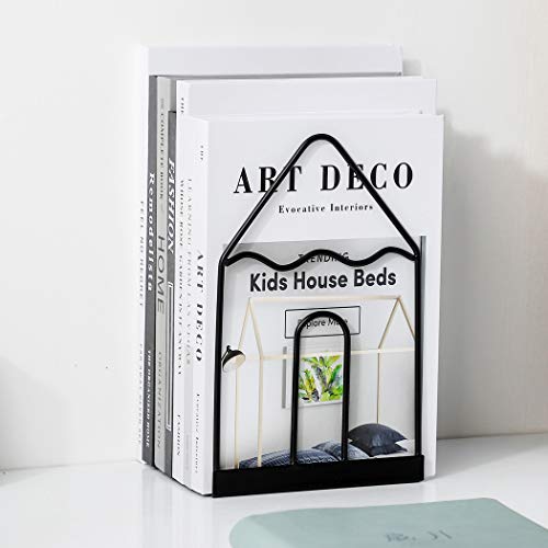 Minimalist Style Bookends Metal Adjustable Books Holder Stand Book Rack Desk Bookend - Pen, Black - color: Pen, Black