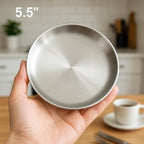 Stainless Steel Plates Set of 2 Metal Dishes Dinner Tray 5.5 Inch for Snack,Nut, candy,Camping Plate, Shatterproof Dishwasher Safe - size: Silver 5.5 Inch