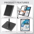 Vaste Large Steel Menu Displays Adjustable Floor Standing Holder Advertising Display with Cover Heavy-duty Base LED Lights Locks for Shopping malls restaurants conferences exhibitions（Black）