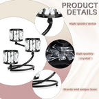 Metal 3 Arm Crystal Candle Holder - Tea Light Centerpiece Candle Holder, Votive Holder with Sparkling Crystal Bowl, Suitable for Wedding, Table Centerpiece, Home Decor (1, 3 arm-Black) - size: 3 arm-Black