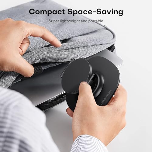 OMOTON 360°Rotating MS04 Magnetic Phone Stand for Desk, Adjustable Foldable Aluminum for MagSafe Cell Phone Stand Holder with Non-Slip Base, for iPhone 17/16/15/14 Pro Max Air, Black - color: Black