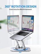 AOEVI Adjustable Computer Stand with 360 Rotating Base, Ergonimic Foldable Laptop Riser for Desk Compatible with MacBook Pro/Air Notebook up to 16 Inches, Silver - color: B-Silver