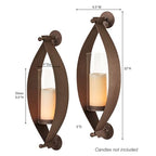 Touch of Class Xander Wall Sconce Pair - Handcrafted Steel - Bronze - Glass Hurricane - Set of 2 - Metal Sconces Holder for Bedroom, Bathroom, Living Room, Kitchen Walls, Hallways - color: Bronze