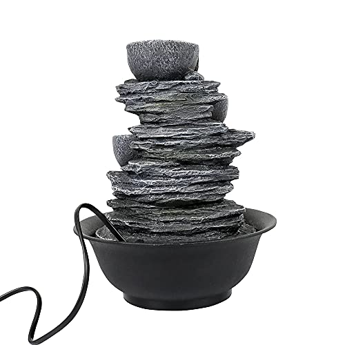 10.6inch Rock Indoor Water Fountain Zen Meditation Tabletop Fountain with LED Light for Home Office Bedroom - color: 10 3/5"_1