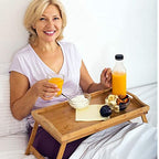 Home-It Bed Table Tray with Folding Legs - Bamboo Breakfast Tray with Handles for Bed, Sofa, Eating and Laptops, Snacking and Working