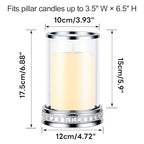 2pcs Hurricane Candle Holder, Pillar Candle Holders with Clear Glass Sleeve, Small Crystal Lantern for Fall Thanksgiving Christmas Holiday Dining Table Centerpiece (Silver) - color: Silver
