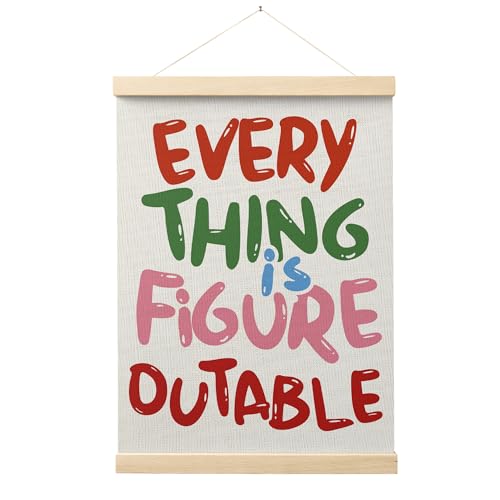 FGFK Everything is Figureoutable Colorful Inspirational Wall Art Poster Hanger Frame, Motivational Positive Affirmations Canvas Prints Framed Wall Decor for Office Classroom Home, 12x16 Inch - color: Colorful