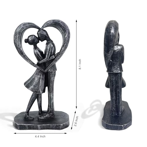 Couple Heart Resin Figurine, 8.1" H, Romantic Gifts for Him & Her, Faux Black Wrought Iron Finish, Engagement Anniversary Wedding Keepsake Home Decor ﻿ - style: Heart