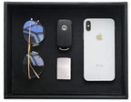 Vixdonos Valet Tray Nightstand Organizer Leather Catchall Tray for Perfume,Jewelry,Key and Remote on Counter or Dresser(Black) - color: Black