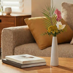White Ceramic Bud Vase Tall Conic Flower Single Stem Vase Home Decorative Floral Centerpiece for Wedding and Office