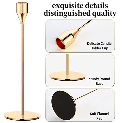 Oatnauxil Metal Gold Taper Candle Holder for Wedding, Dinning, Party, Fits 3/4 inch Thick Candle&Led Candles (Set of 6 Pcs) - color: Gold