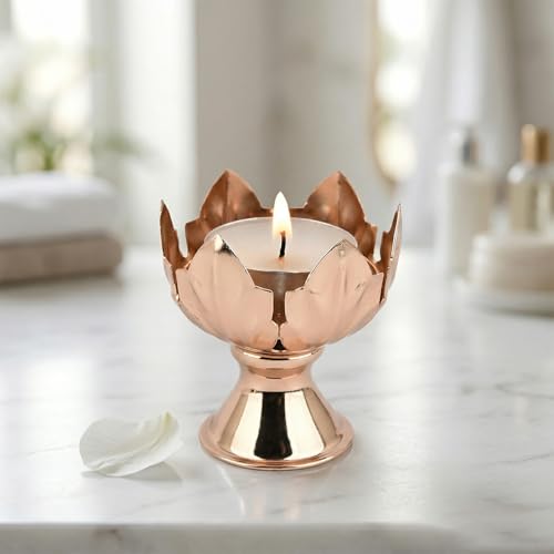 6Pcs Metal Lotus Flower Votive Candle Holders - Elegant Tea Light Candles Holder for Table Centerpieces, Wedding Decor, Home, Christmas & Thanksgiving Party (Gold)