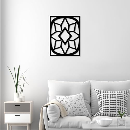 GlintHome Black Metal Wall Art - Minimalist 3D Textured Boho Abstract Sculptures Wall Art for Office Living Room Garden Bedroom Bathroom Home Decor - color: Black-014, size: Small
