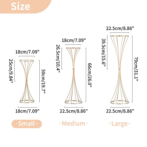 NUPTIO 2 Pcs Wedding Centerpieces for Tables, 19.7in Tall Metal Flower Trumpet Vase, Gold Vases for Centerpieces, Artificial Flower Display Rack for Birthday Party Dinner Event Hotel Home Decor - size: 19.7 inch Tall