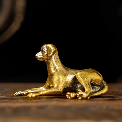 CHOVY Retro Crawling Dog Sculpture-Stretched Neck Pose, Handcrafted 100% Solid Brass-Ideal Home Decor Desk Ornament Collectible Art Piece Office Desk Accent Artistic Scene Decoration - style: Lying Dog