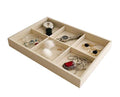 Premium Grade Beige Velvet Jewelry Organization Tray 6 Grids Removable Rearrangeable Dividers Stackable Drawer Inserts Closet Organizer - color: 6 Grids Velvet Tray