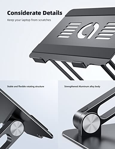 Lamicall Adjustable Laptop Stand, Portable Laptop Riser, Aluminum Laptop Stand for Desk Foldable, Ergonomic Computer Notebook Stand Holder for MacBook Air Pro, Dell XPS, HP (10-17.3'') - Black - color: 2-Black
