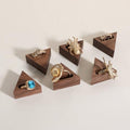 GemeShou 6pcs Wood Jewelry Ring Storage organizers, Retail ring display slot stand, Small walnut Jewelry ring holder tray for Girl Woman Room Decoration【Walnut-Triangle 6pcs】 - style: Triangle