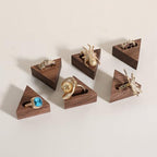 GemeShou 6pcs Wood Jewelry Ring Storage organizers, Retail ring display slot stand, Small walnut Jewelry ring holder tray for Girl Woman Room Decoration【Walnut-Triangle 6pcs】 - style: Triangle