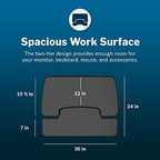 Vari VariDesk Essential Vertical Lift 30 Inch Standing Desk Converter - Compact Home Office Workstation for Laptop or Monitor + Keyboard Tray - Delivers Fully Assembled (Black) - size: Vertical Lift 30