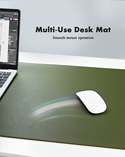 YSAGi Double-Sided Desk Mat, Eco Cork Desk Protector, Large Mouse Pad, Waterproof Blotter, Writing Pad for Office/Home (23.6"x13.7", Olive Green + Cork) - color: Olive Green+cork, size: 23.6"x13.7"
