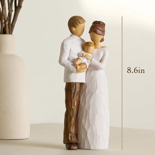 NAN ZAI NAN FANG Family of 3 Figurines Gift for New Parents Resin Hand Painted Sculpture Mom Dad Gifts First Mothers - style: A Family of 3