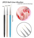 FULINJOY 8pcs Nail Art Design Tools, 5PCS Dual-Ended Nail Art Sculpture Pen Dotting Tools with 3PCS Nail Liner Brushes, Silicone Nail Polish Brushes Stainless Steel Carving Drawing Tool - size: 5+3 PCS