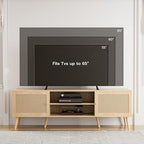 TV Stand for TVs up to 60 Inch, Modern Entertainment Center with Storage, Media Console Table with 2 Cabinets & Shelves, Wooden TV Stand for Living Room Bedroom, Natural - color: Natural