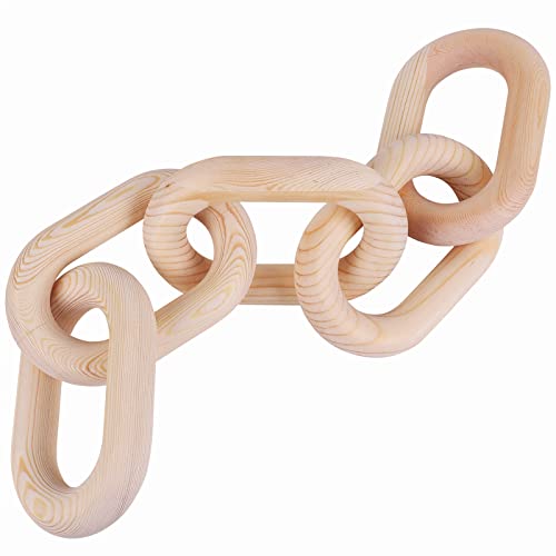 HMASYO Wood Chain Link Decor, 5-Link Wooden Decorative Chain Home Decor Accents, Coffee Table Decor, Shelf Decor Aesthetic, Bookshelf Table Decorative Objects for Living Room, Housewarming Gifts - color: Natural-5, size: 22"D x 3.9"W