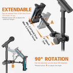 Tablet Holder for Microphone Stand, Mic Stand Tablet Holder for iPad, 360° Adjustable Clip-on Phone Mount for Shee Music Stand, Fits Devices from Screen Size 4.7 to 12.9”