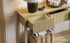 Treocho 47" Fluted Console Table with 3 Drawers, Narrow Long Entryway Table with Storage and Shelf, 2-Tier Sofa Table Behind Couch Accent Tables for Entrance Foyer, Hallway, Living Room, Oak - color: Natural