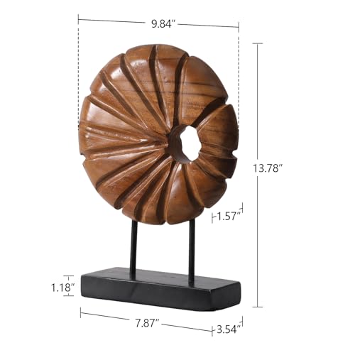 Teak Sculpture Home Décor for Shelf Sculpture with Base Decoration for Living Room, Bedroom, Office 13.8"X9.8"X3.5"