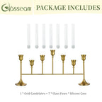 Bud Vases with Candlestick Holders: Glasseam 7PCS Small Glass Vase for Flowers & Gold Taper Candle Holders for Wedding Decor 5.9’’ Skinny Clear Vase & Silicon Case for Floral Arrangements Tablescapes