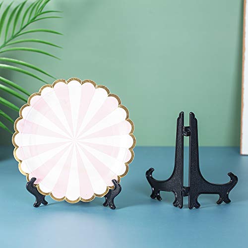 Artliving 6" Black 24pcs/Set Plastic Easels Plate Display Stands Picture Frame Stand Holder - color: Black, size: 6inch(24piece)