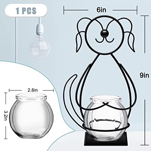 Desktop Glass Planter Vase Holder, Metal Dog Plant Terrarium Stand for Plants Creative Decorations for Home Patio Lawn Garden … - color: Dog