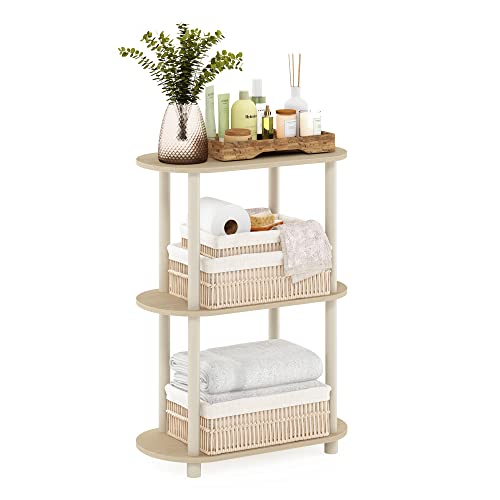 Furinno Turn-N-Tube No Tools 3-Tier Modern Oval Side Display Rack, Bauhaus Oak/Beige - color: Bauhaus Oak/Beige, size: 3-Tier Oval