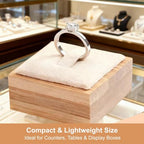2Pcs Bamboo Ring Display Stand Velvet Jewelry Holder Props Single Rings Displays Box for Finger Jewelry Storage Wood Ring Holders Organizer for Showcase Countertop Drawer