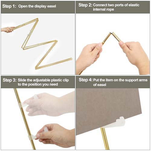 DANMO Easel Stand for Wedding Sign Poster 63'' Instant Display Easel for Floor Adjustable Metal Art Easel Gold 3 Pack - style: Gold 3 Pack