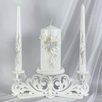 Unity Candle Set - Wedding Ceremony & Reception – 6” Pillar & Two 10” Taper Candles – Long Burning Unity Candles for Marriage Ritual – Handmade in USA – Royal White