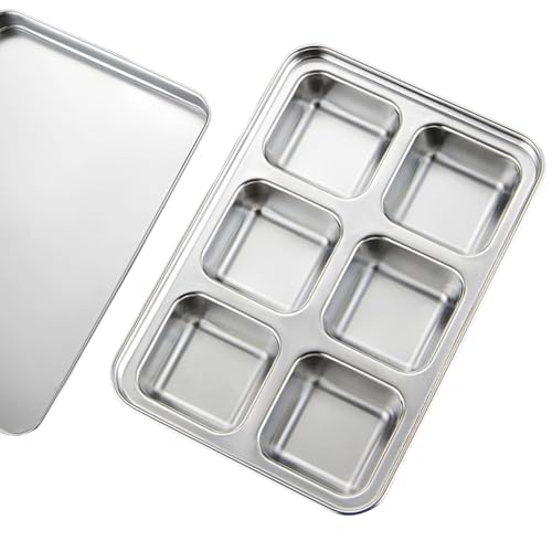 Stainless Steel Ice Cube Trays with Lid, Easy Release Durable Metal Ice Mold for Freezer, Ideal for Whiskey, Cocktails & Drinks (2 Pack) - color: 6-Cube Ice Tray - Pack of 2