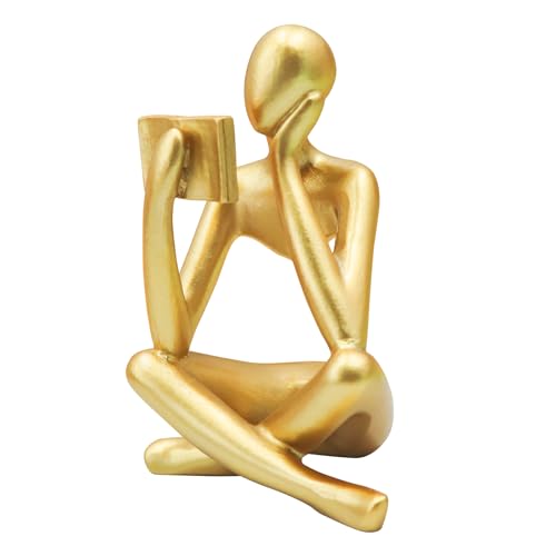 Jinkoozz Gold Reading Women Statue, Thinker Sculptures, Abstract Art Ornament, Modern Aesthetic Figurine Decoration, Suitable for Home Living Room Bedroom Office Shelf Table Desk Bookshelf Decor - color: Gold Right, size: Small
