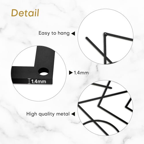 SIGNLEADER Metal Wall Decor Geometric Picasso Minimalist Modern Luxury Wall Sculpture Hangings 3D Statue Home Decoration for Living Room, Bedroom, Bathroom, Kitchen, Fireplace, Office - 18" Black - color: Gry26-2405-m26, size: 18" Black