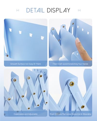Heavy Duty Bookends Adjustable Book End, Desk Book Holder for Shelves, Book Organizer for Desk, Suitable for Office Home School (19.69 inches Max) (Light Blue) - color: Light Blue