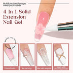 MIZHSE 3D Nail Gel Nail Art Sculpture, Non-Sticky 4 Colors Solid Builder Gel Nude Clear White Pink Hard Builder Nails UV LED Molding Gels Nail Extension for Salon Manicure Home DIY - color: 0-0-Classic Colors