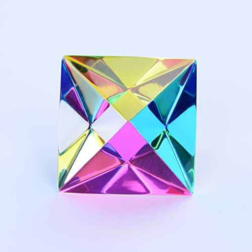 CMY Cubes The Aether (30mm) - Cyan, Magenta & Yellow Polyhedron - Subtractive Color Mixing Optical Octahedron - Teaches Subtractive Color Mixing - Educational, Physics & Kinetic Art Desk Object, STEAM