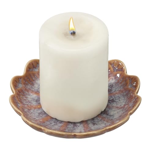 uxcell Candle Holder Plates, 4 Inch Ceramic Candle Tray Tealight Incense Holder Dish Candlestick for Tea Light Aromatherapy Wedding Rustic Vintage Home Decor, Sunflower Purple - color: Purple