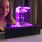 LED Rectangular Light Display Base for Crystals Glass Art Light Display Stand 3D LED Light Ornament Lamp 6 Inch Illuminated Holder - Black (Colorful Lights)
